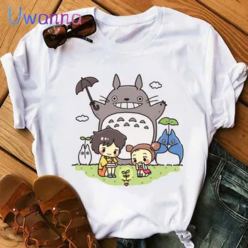 Totoro t krekls sievietēm, Studio Ghibli drukāt Harajuku Kawaii Gadījuma balts tops, t-krekls sieviešu cute karikatūra grafikas tees sieviešu apģērbu