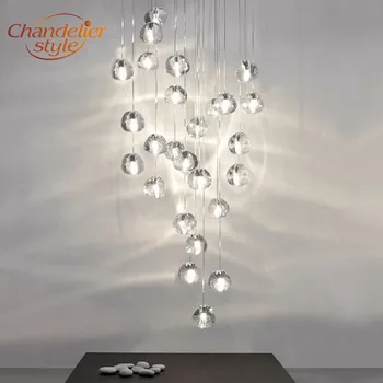 Mūsdienu Kristāla Lustras Apgaismojums LED Pendant dekors Gaismas Kristāla Bumbu Lustras, Kāpņu Cristal Lustra Mājas Apgaismojums