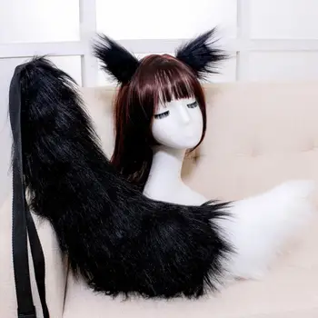 Seksīga Sieviete skaisto Lolita kaķis, Lapsa, Galvas astes Galvassegu Plīša ausīm, astes Anime cosplay Aksesuārus