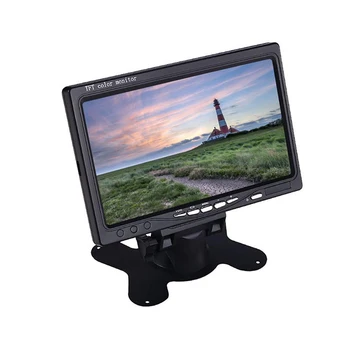 7 collu TFT LCD Auto Monitors Displejs 12V HD 800x480 Ekrāna Universālas Automašīnas Atpakaļskata Kameras Monitors ar Statīvu un 2 AV Ieeja