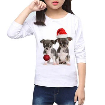 Pet Suņiem, dzīvnieku Cool Baby Topi ar garām Piedurknēm T krekls ar Suni ziemassvētku briežu drukas bērnu T-krekls Hipster Ziemassvētki dzīvniekiem, Zēns, Meitene Tees O-22