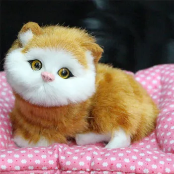 Ir 2021. Jauki Simulācijas Dzīvnieku Lelle Plīša Guļ Kaķu Rotaļlieta ar Skaņas Bērnu Rotaļu Dzimšanas dienas Dāvana Lelle Rotājumi pildījumu rotaļlieta 883045