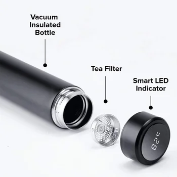450ml Termoss LED Nerūsējošā Tērauda Intelligent Touch Sensora Temperatūras Displejs Vakuuma Kolbā Pielāgoto Ūdens Pudeli Kauss