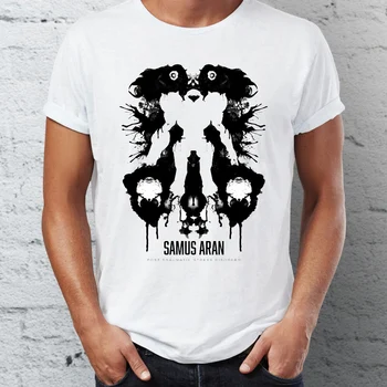 Vasaras Vīriešu T-krekls Attēloti Samus Aran Metroid Artsy Spēļu Tshirt Cool Anime t-veida Topi Harajuku Streetwear