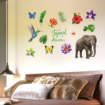 Tropu Dzīvnieki un Augi, Sienas Uzlīmes, Home Decoration Diy Bērnu Istabas, Guļamistabas sienas Sienas Mākslas Pvc Pirmsskolas Uzlīmēm