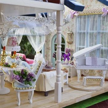 DIY Leļļu Nams Miniatūra leļļu Namiņš Ar Mēbeles Koka Māja, Miniaturas Rotaļlietas Bērniem Jaunajā Gadā Ziemassvētku Dāvanu