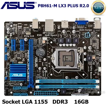 LGA 1155 DDR3 Asus P8H61-M LX3 PLUS R2.0 Desktop Mātesplatē H61 Socket LGA 1155 i3 i5 i7, DDR3 16.G uATX UEFI BIOS Mainboard