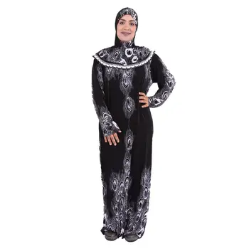 Musulmaņu Lūgšanu Apģērba Kleita Sievietēm Islāma Apģērba Ziedu Thobe Jilbab Burka Dubaija Turcija Jurken Abaya Kapuci Khimar Hijab Drēbes