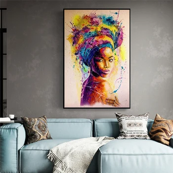 Āfrikas Melnā Sieviete Grafiti Mākslas Plakāti Un Izdrukas Anotācija Āfrikas Meitene Audekla, Gleznas Pie Sienas, Mākslas Bildes Sienas Dekori
