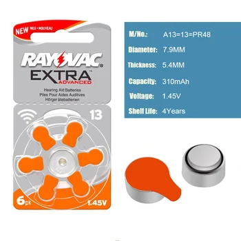 Dzirdes aparātu Baterijas 60 GAB / 1 kārba RAYOVAC EXTRA-A13/PR48/S13 Cinka Gaisa batterie 1.45 V Izmērs 13 Diametrs 7.9 mm Biezums 5.4 mm