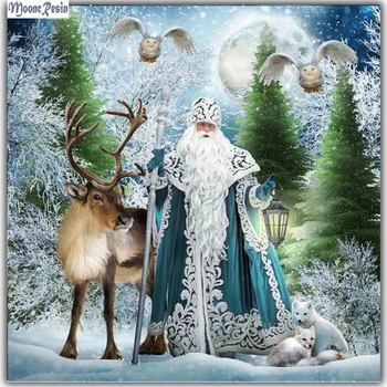 Ziemassvētku Diy Dimanta Izšuvumi Dīvaini Santa Claus Dimanta Mozaīkas Pilna Apaļā Dimanta Glezna Krustdūrienā Mājas Dekorēšanas Komplekts