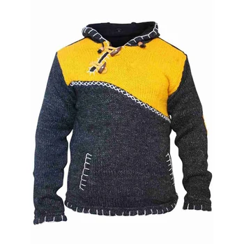 Modes High street jūra foršs džemperis vīriešiem Hip hop Līmēšana Kapuces džemperis Vīriešiem Sweatercoat Streetwear vīriešu džemperis adīšanas