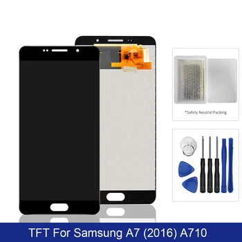 Samsung Galaxy A7 līdz 2016. LCD Displejs, Touch Screen Digitizer Montāža Uz SM A710F A710 7 2016 710F Sm-A710F Tests