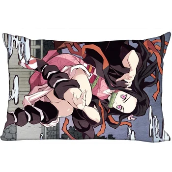 Pasūtījuma Kimetsu nav Yaiba Anime Spilvendrāna Satīna Auduma Spilvena Vāka Taisnstūra Rāvējslēdzēju spilvendrānas Mājas Biroja Kāzu Dekoratīvie