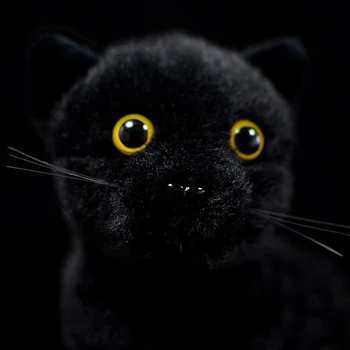23 cm Reālajā Dzīvē Kaķi Plīša Rotaļlietu, Mīksto Melno Sēž Kaķis mīkstās Rotaļlietas Spilgti Lauksaimniecības Dzīvnieku Kaķēns Rotaļlietas, Dāvanas Bērniem