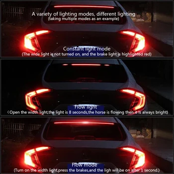 LEEPEE Automašīnas Bremžu Gaismas, Augstas Mount Bremžu Stop Lampa, 90cm LED Elastīga Sloksne Drošības Tālās gaismas Lukturis Brīdinājuma Signālu Gaisma Auto-stils