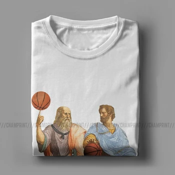 Vīrieši Platons Un Aristotelis Epic Basketbola Maču, T Krekli, Tīras Kokvilnas Apģērbs Jaunums Īsām Piedurknēm Tees Oriģināls T-Krekls