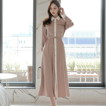 HAYBLST Zīmola Sieviete Kleita 2020. Gadam, Kleitas, Sieviešu Apģērbi Jaunu Rudenī garām Piedurknēm korejiešu Stila Plus Lieluma Elegants Raibs Apģērbs