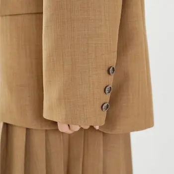 XITAO Sieviešu Žakete Modes Jaunu Full Sleeve Elegants 2021 Kabatas, Viena Krūšu tīrtoņa Krāsu Mazākumtautību Elegants Vaļēju Mēteli ZY3811