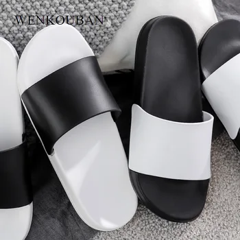 Sieviešu Čības Modes Vasaras Kurpes Gadījuma Paslīdēt Uz Unisex Black Slaidi Dāmas Flip Flops Sieviešu Iekštelpu Apavi Pantoufle Femme