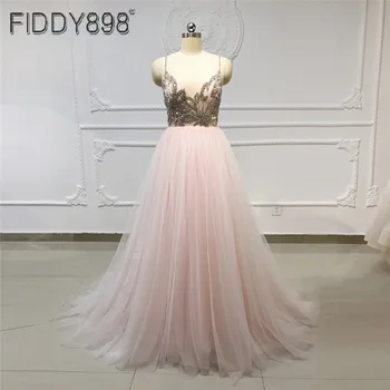 Luksusa Vakara Kleitas 2020. Gadam, V-veida Kakla Dubaija Formālu Kleita Spīdīgu Tilla Fāzēm Puse Kleita Spageti Siksnas Vestido De Fiesta NE19