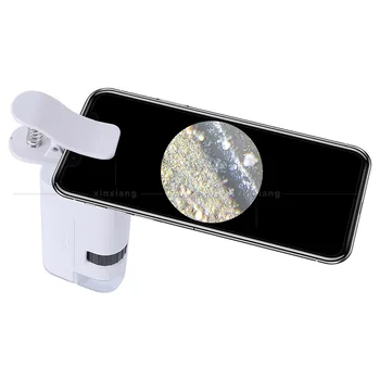 Portable Tālruņa Palielināmais Stikls 300-350X Tālrunis Klipu Lupa LED Palielināmais Stikls ar Led Gaismas Mobilo Skava Lupa
