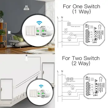 MS-104.C Slēptās Trīs ceļu WiFi Slēdzis 90-240V Smart Switch Module 3 Banda 1/2 Veids, Mini DIY Slēdzis Modulis Tuya APP