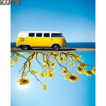5D DIY Dimanta glezna krustdūrienā auto uz augšu Pilnu Kvadrātveida Dimanta izšuvumi autobusu iestatīt Pilnīgu Apaļā Dimanta mozaīkas