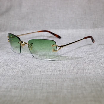 Vintage bez apmales Saulesbrilles Vīriešiem Metāla Rāmis Notīrīt Brilles Rāmis Laukumā Toņos Sievietēm Vasarā Kluba Oculos Brilles