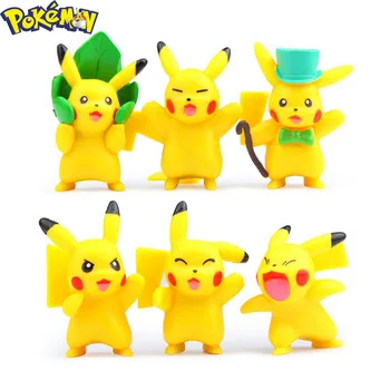 6PCS noteikti Jauni Pokemon Pikachu Rindā Stacijas Rotājumi Kapsulas Kolekciju Lelles Rīcības Rotaļlietas Skaitļi Modeli, Rotaļlietas Bērniem, Bērnu