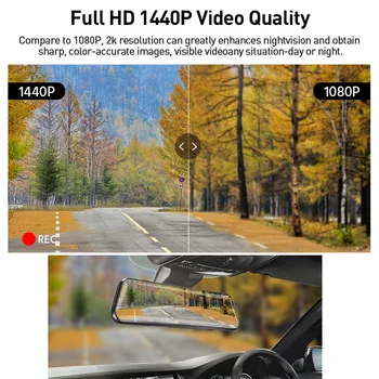 E-ACE A37 Auto Dvr 10.0 Collu Atpakaļskata Spogulis 2K Dash Cam 1080P Kamera Ar Auto Atpakaļskata Kamera Video Reģistrators Reģistrators Dvrs