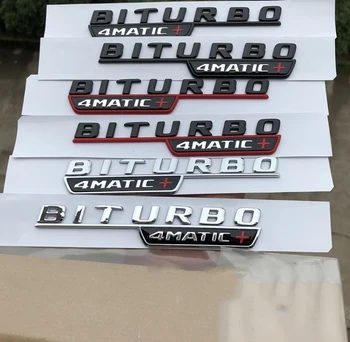 Glossy Black Chrome Turbo 4MATIC Biturbo 4matic+ Emblēmas Nozīmīti Spārnu Sānu Supercharge Logo Car Styling Ielīmi, Mercedes Benz