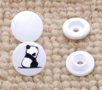 KAM Panda Matēts balts ilgāk dakšas pin Kārta Aplis Dzīvnieku Snap Pogu 12mm 20 T5 Plastmasas Aizdari pogām bērnu autiņbiksīšu audums