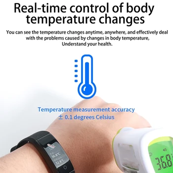 QW18T Smart Temperatūra Ūdensizturīgs Skatīties Sirdsdarbības Aproce Miega Monitors Huawei Xiaomi iPhone