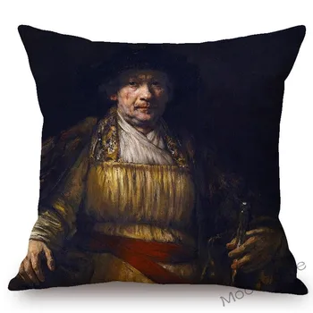 Mājas Dekoratīvā Pasaules Slaveno Eļļas Glezna Mest Spilvens Gadījumā Holandiešu Mākslinieka Rembranta 