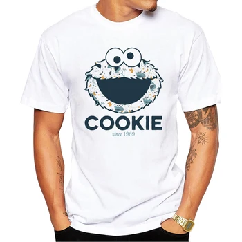 Ar īsām Piedurknēm Smieklīgi Tshirts O-veida Kakla Atdzist Topi Hipster Tees TEEHUB Modes Cookie Monster Iespiesti Vīriešu T-Krekls
