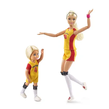 Sākotnējā Barbie Modes Lelle Volejbola Treneris Skolotāju Ar Mazo Bērnu Barbie Princess Spēlēt Māja Rotaļlietas Boneca FRL33