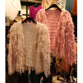 Korejas Modes Rudens Ziemas Mēteli, Adītas Sieviešu Streetwear Salds Gudrs Pušķis Sieviete Jaka Džemperis