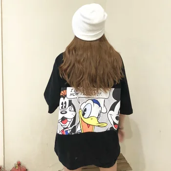 Jaunas Multfilmas Kokvilnas Vasaras Mickey Mouse un Draugiem Zaudēt Vidēja garuma Sieviešu T-krekls Harajuku Krekls korejas Apģērbs Sieviešu Apģērbs
