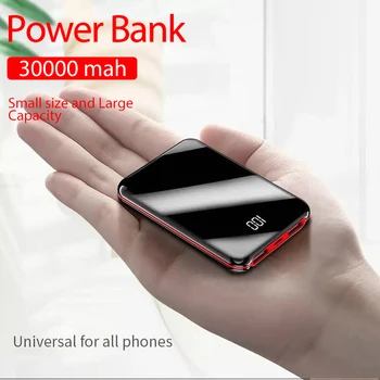 Pārnēsājams Mini 30000 MAh Jauda Banka Visiem Mobilo Telefonu Power Bank Pover Bankas Lādētājs ar 2 USB Pieslēgvietām, Ārējo Akumulatoru Poverbank