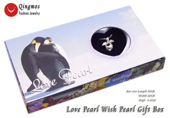 Qingmos Moderns Vēlas Pērle 16*25mm Pingvīns Būris Chokers Kaklarota Sievietēm un Austeru Mīlestības Pērle Kulons & Kaklarota Dāvanu Kastē-3653
