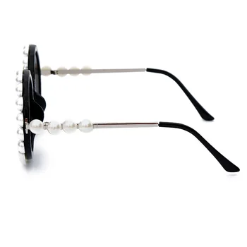 Vintage Pērles Apaļas Saulesbrilles Sieviešu Jaunā Luksusa Zīmola Dizaineru Modes Sakausējuma Lielgabarīta Dimanta Brilles Vīriešiem Retro Toņos Oculos