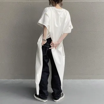 Harajuku Lielajam Ilgi, T Krekls Ar Apaļu Kakla Atpakaļ Sadalīt Rudenī Top Tees Korejas Modes Streetwear Gadījuma Zaudēt Vasarā Baltā Tshirts
