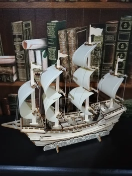 Buru laivu, kuģu Jigsaw Rotaļlietas, Mācību ēku prāmju modelis puzzle dāvanu bērniem, 3D Koka DIY koka bērnu rotaļu mācīšanos laivu