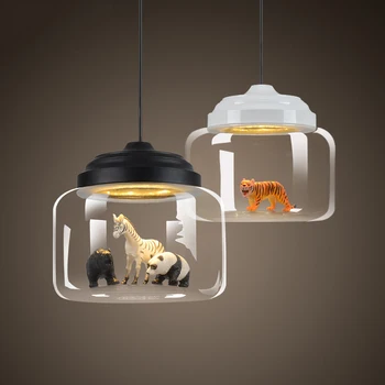Ziemeļvalstu stikla Piekariņu gaismas restorāns, bārs, kafejnīca radošo dzīvnieku modeļiem, dekoratīvās lampas piekare ēdamistaba bērnu istabas apgaismojums