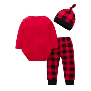 Mana Pirmā Ziemassvētku Jaundzimušo Bērnu, Zēnu, Meiteņu Kombinezonus Ziemassvētku Bowknot Romper Jumpsuit+cepure Komplekts Zīdaiņu Apģērbu
