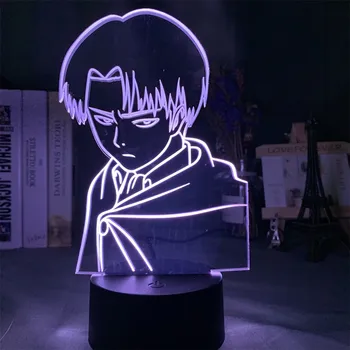 Uzbrukums Titan Anime Skaitļi 3D LED Levi Mikasa Ackerman Eren Jaeger Nakts Gaismas Modelis Rīcības Krāsa Mainās Figma Rotaļlietas Lelle