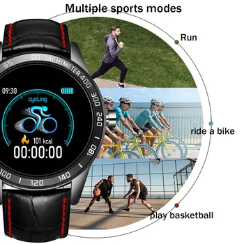 LIGE 2019 Jaunu ādas smart skatīties vīriešu ādas smart skatīties sporta iPhone Sirdsdarbības ātrums, asinsspiediens, Fitnesa tracker smartwatch