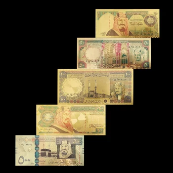 RH 5gab/Daudz 20 50 100 200 500 Arābu Zelta Banknošu 24K Zeltu, Viltus Papīra Naudu, lai Kolekcija Euro Banknošu Komplekti