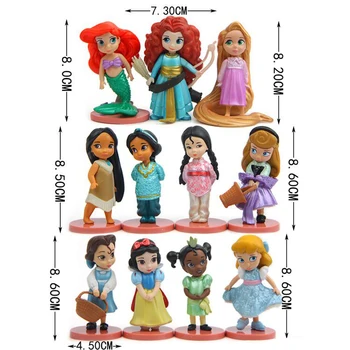 11pcs/komplekts Disney Princess Darbības Rādītāji Rotaļlietas Rapunzel Sniega Pelnrušķīte Balta Sniega Pasaku Rapunzel Lelle Apdare Bērniem Dāvanu